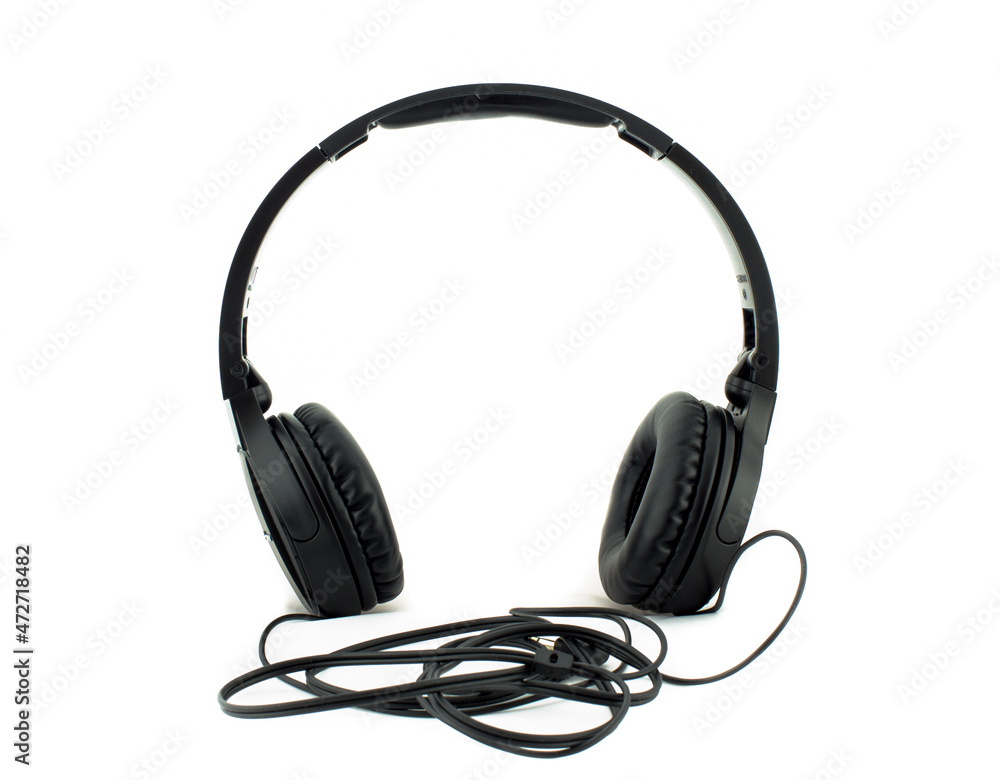 Black Headphones isolated on white background Black Headphones isolated on white background