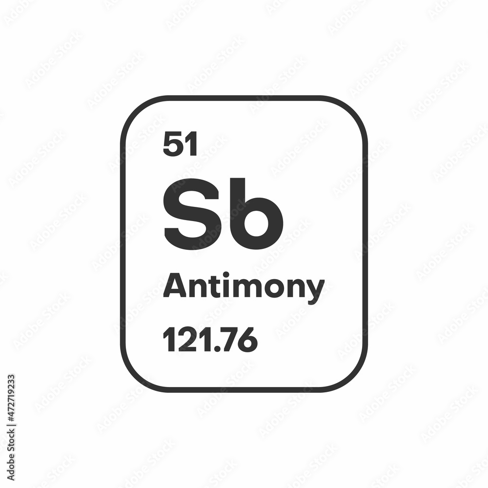 Symbol of chemical element Antimony as seen on the Periodic Table of the Elements, including atomic number and atomic weight. illustration Symbol of chemical element Antimony as seen on the Periodic Table of the Elements, including atomic number and atomic weight. illustration