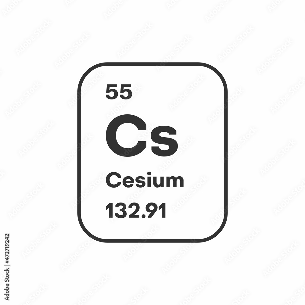 Symbol of chemical element Cesium as seen on the Periodic Table of the Elements, including atomic number and atomic weight. illustration Symbol of chemical element Cesium as seen on the Periodic Table of the Elements, including atomic number and atomic weight. illustration