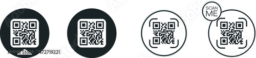 QR code set. Template of frames with text - scan me and QR code for smartphone, mobile app, payment and discounts. Quick Response codes. Vector illustration