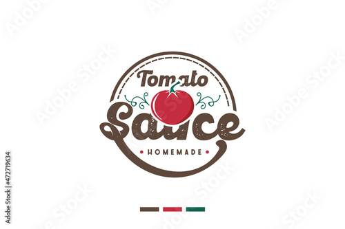 vintage tomato sauce logo, tomato logo reference.
