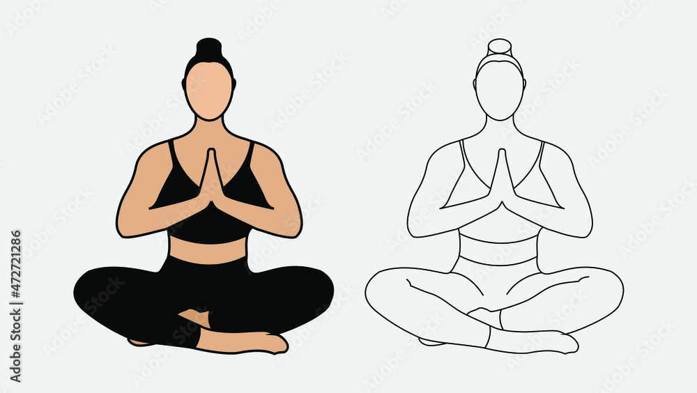 new image of yoga illustration with color concept and line art new image of yoga illustration with color concept and line art