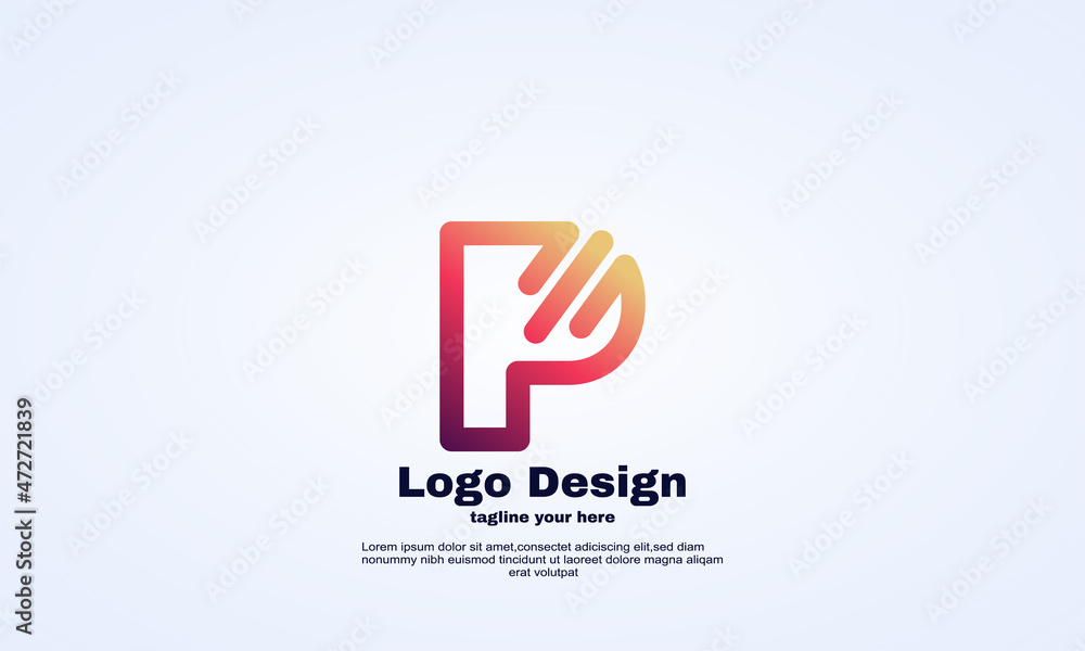 vector elegant idea company business initial P logo design template fast