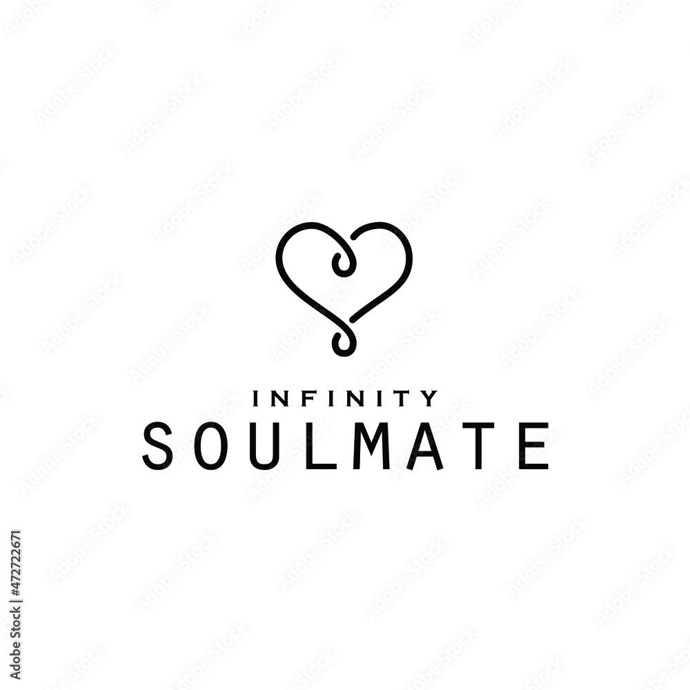 infinity love line art simple flat minimalist logo design vector