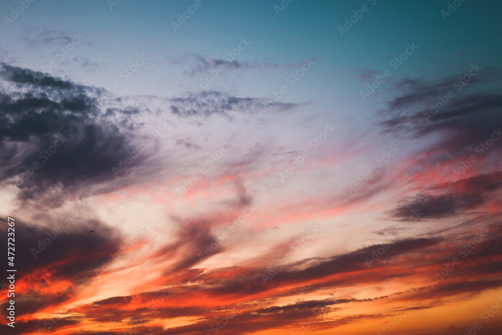 Colored  sunset in the clouds,colored clouds