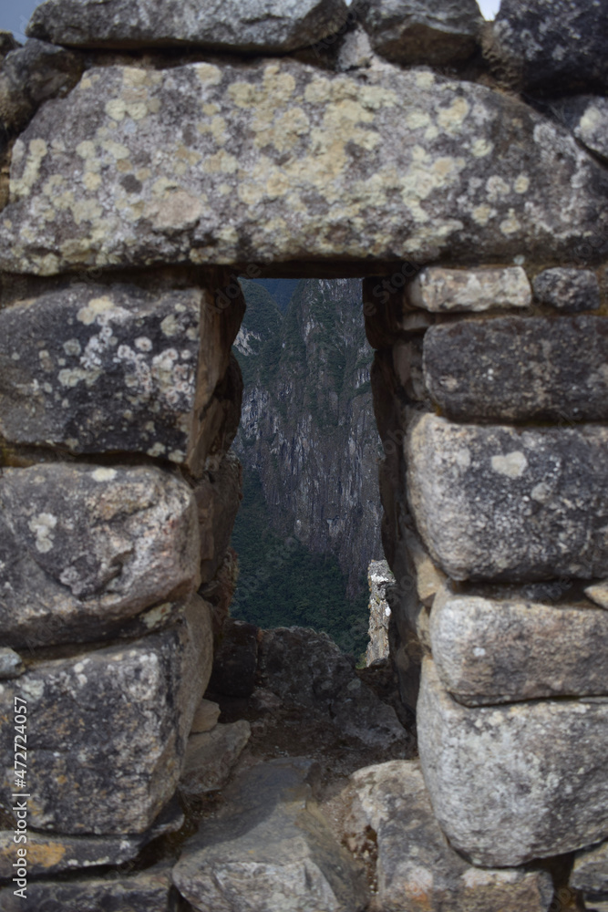Ancient window's view from Machu Picchu, Perú