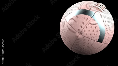 Light pink-aqua blue american football standard ball under black background. 3D illustration. 3D high quality rendering. 3D CG.