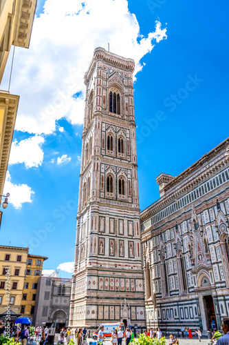 Giotto's Campanile, a bell tower part of the complex of Florence Cathedral, in Duomo square, Florence, Italy. photo