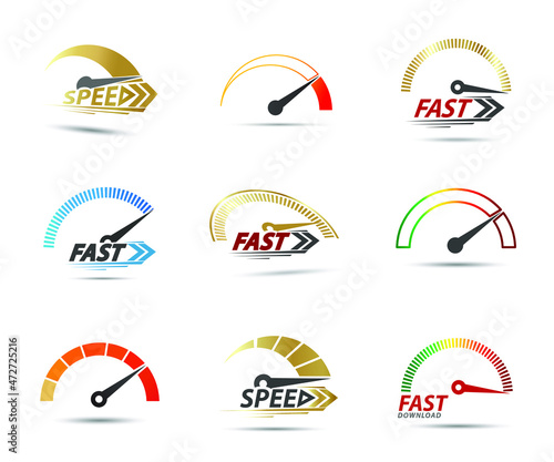 Speed, vector logo racing event, with the main elements of the modification speedometer