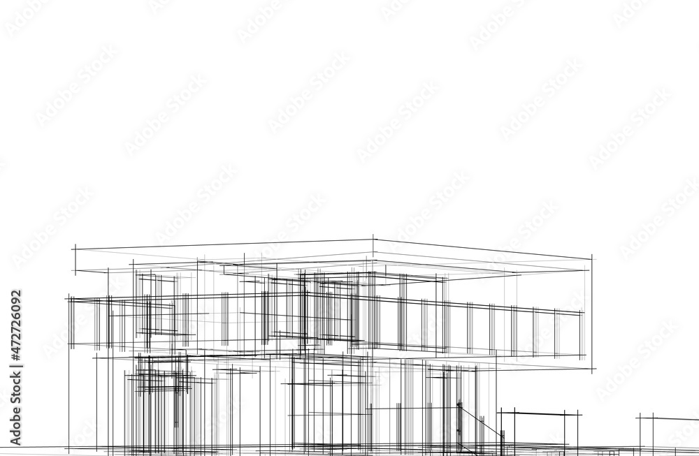 House project architectural drawing 3d illustration House project architectural drawing 3d illustration
