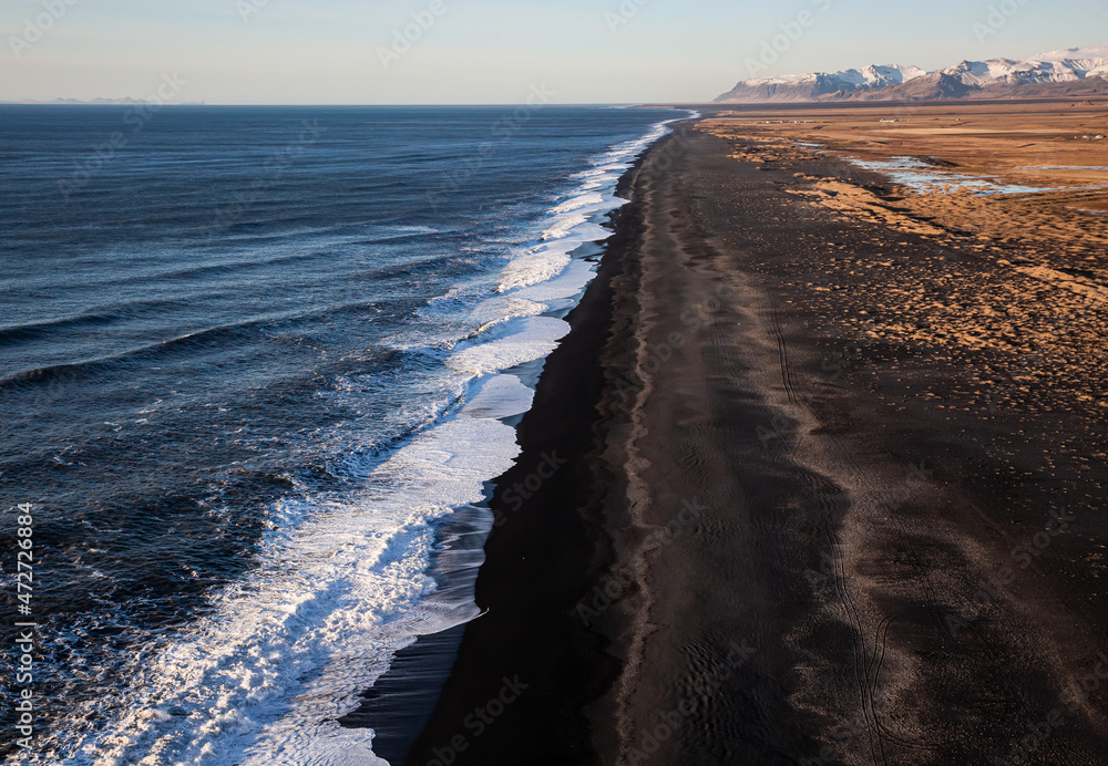 black sand beach in Iceland at Vik