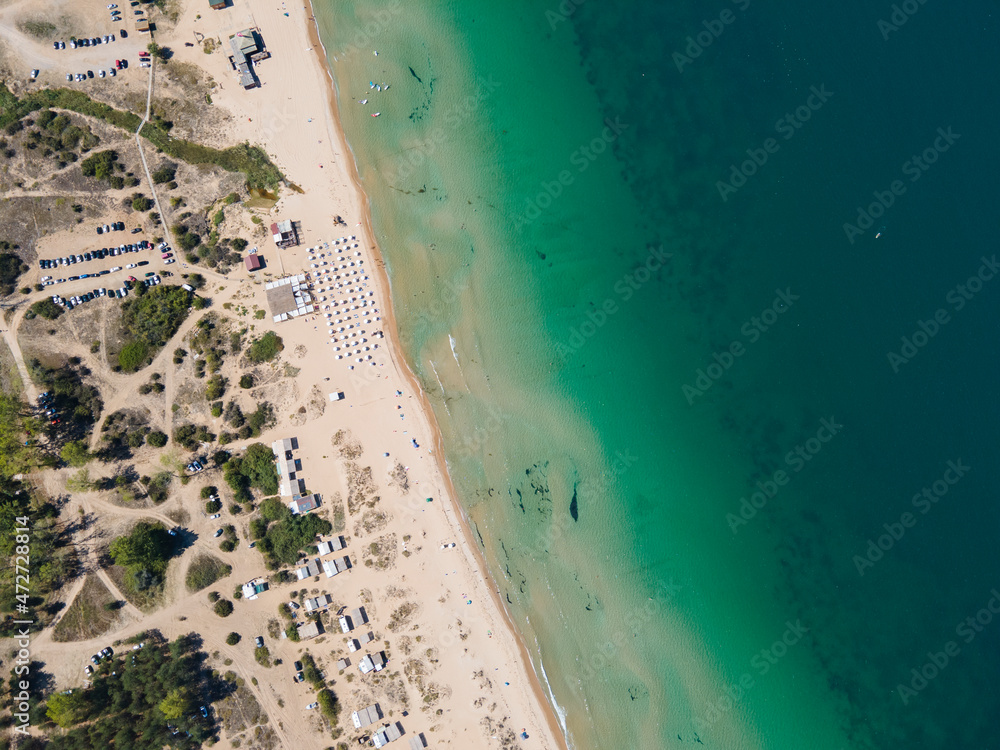 Aerial view of Gradina Beach near town of Sozopol,  Bulgaria