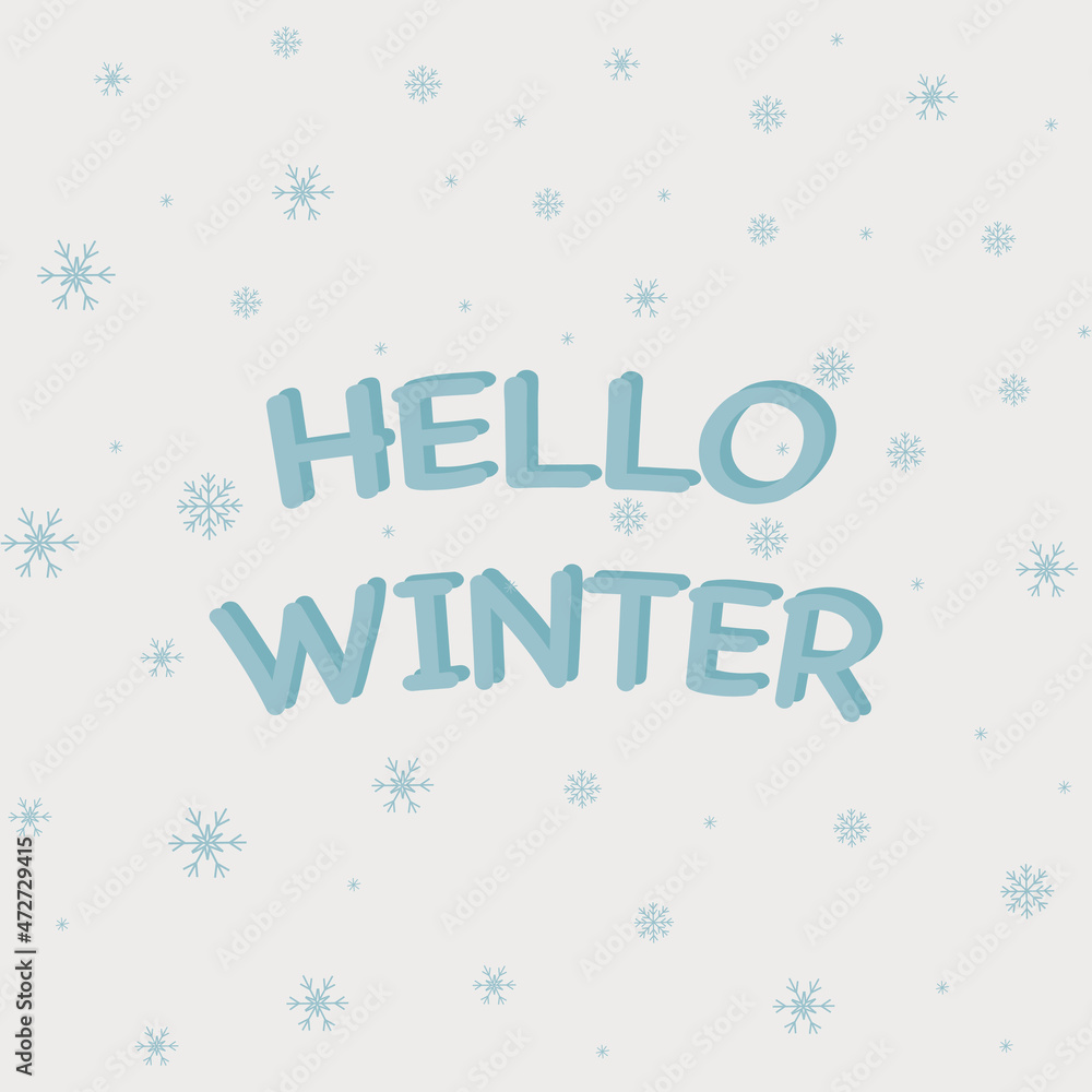 Hello winter banner with snow Hello winter banner with snow