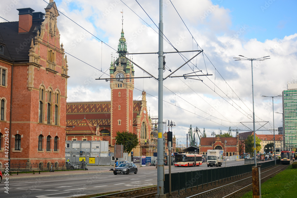 Fototapeta premium Gdansk, Poland - September 19, 2021: Gdansk Main Station