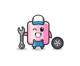the marshmallow character as a mechanic mascot.