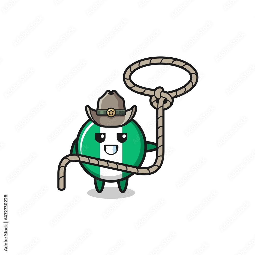 Fototapeta premium the nigeria flag cowboy with lasso rope.