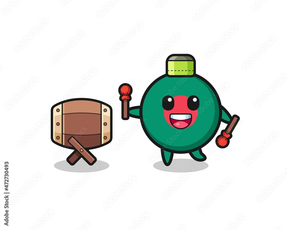 bangladesh flag muslim cartoon is beating the bedug. bangladesh flag muslim cartoon is beating the bedug.