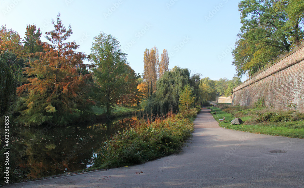 Park of the citadel located in Strasbourg Alsace France