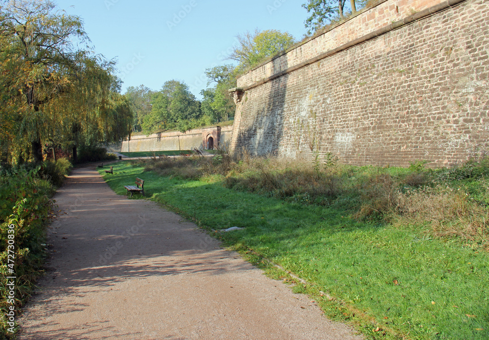 Park of the citadel located in Strasbourg Alsace France
