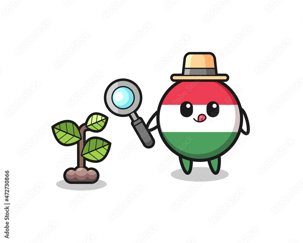 cute hungary flag herbalist researching a plants.