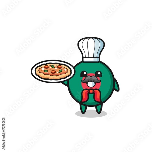bangladesh flag character as Italian chef mascot.