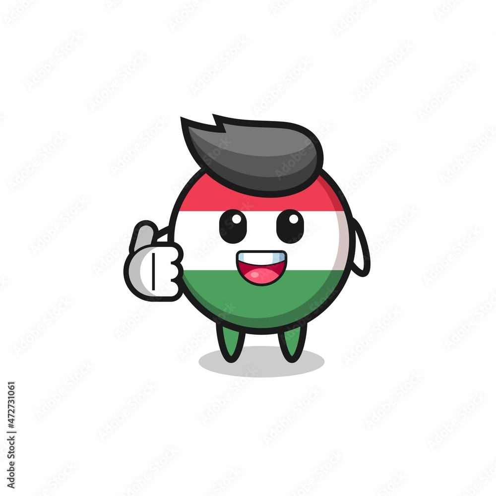 hungary flag mascot doing thumbs up gesture.