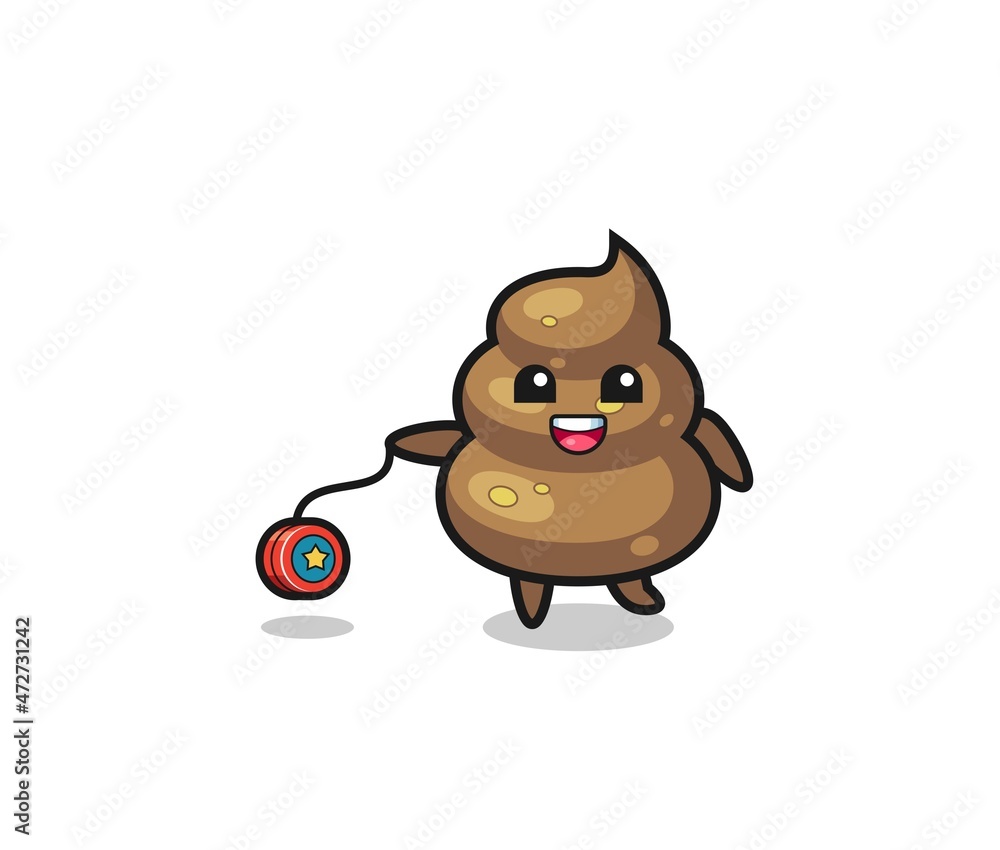 cartoon of cute poop playing a yoyo cartoon of cute poop playing a yoyo