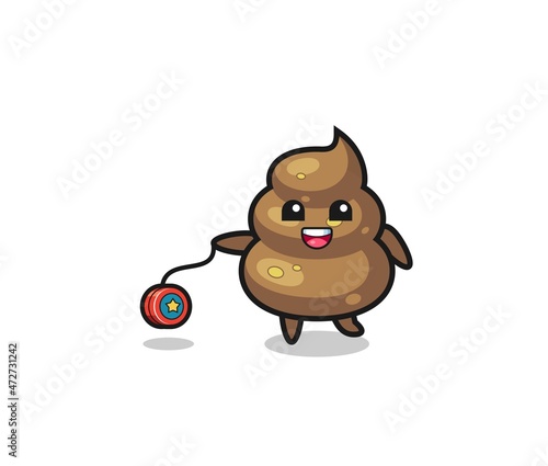 cartoon of cute poop playing a yoyo