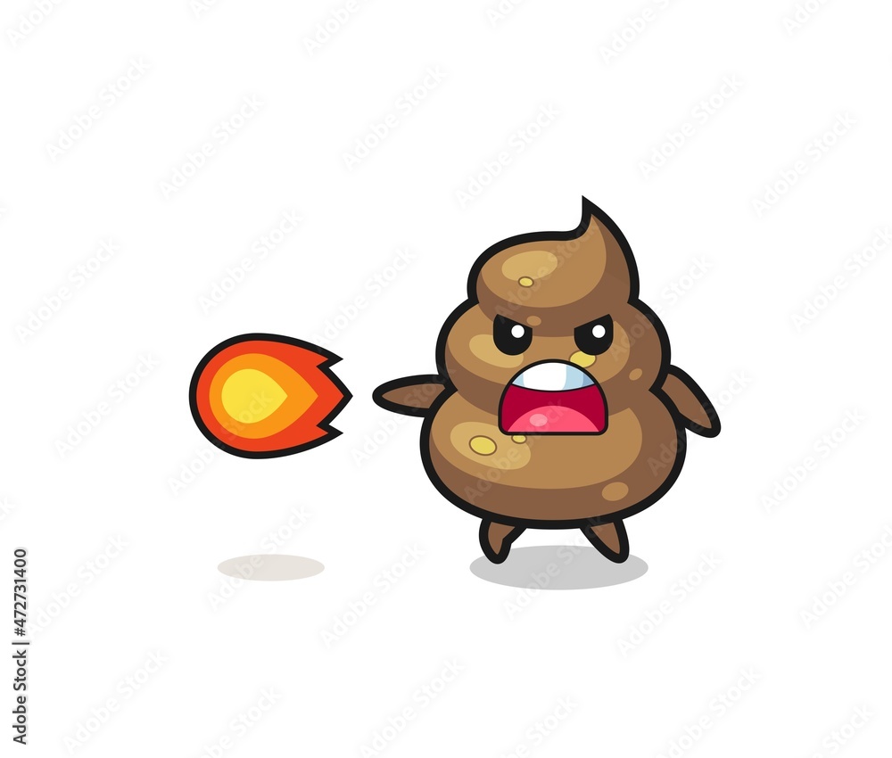 cute poop mascot is shooting fire power cute poop mascot is shooting fire power