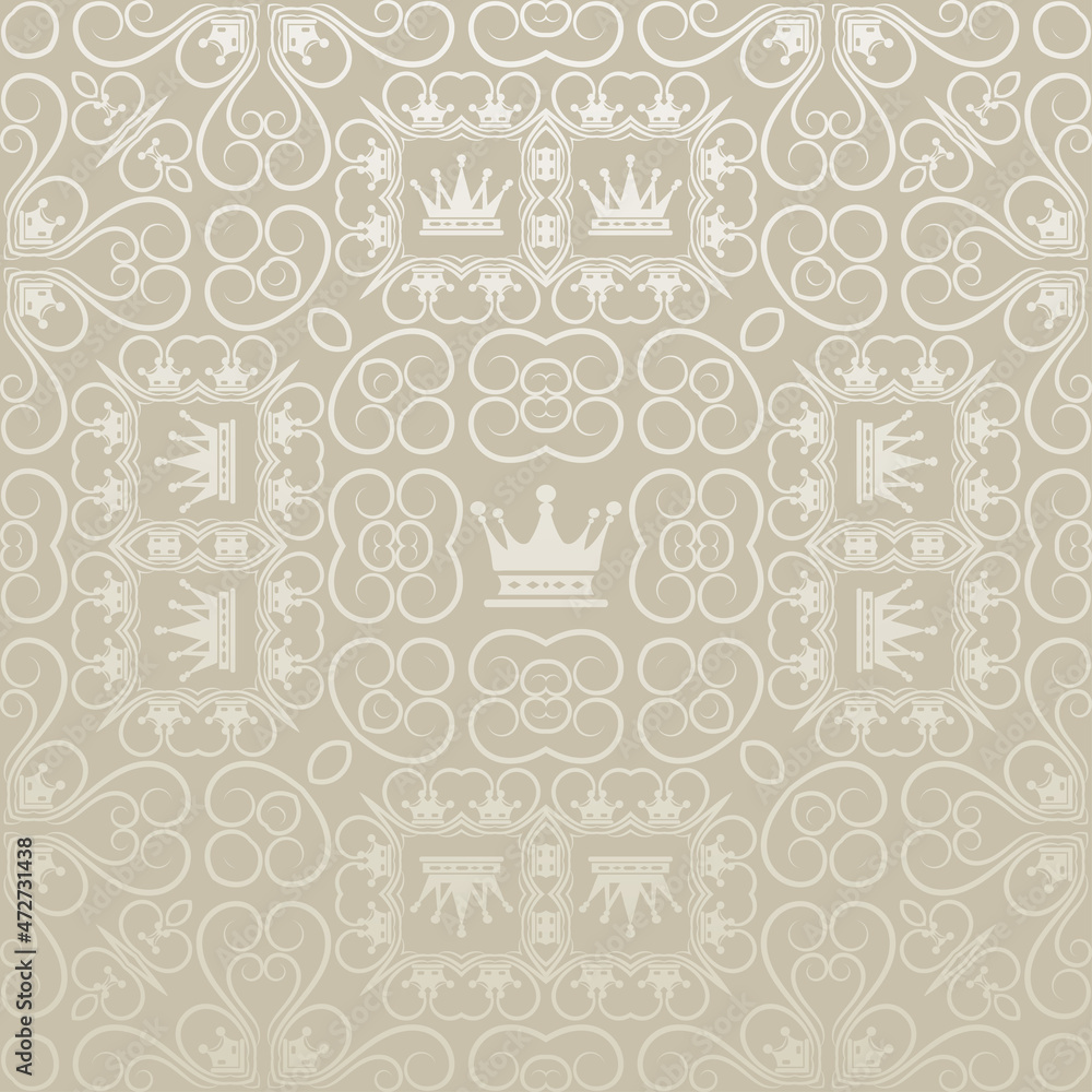 Beautiful background image with vintage ornament in royal style for your design projects, wallpaper textures with flat design. Vector illustration