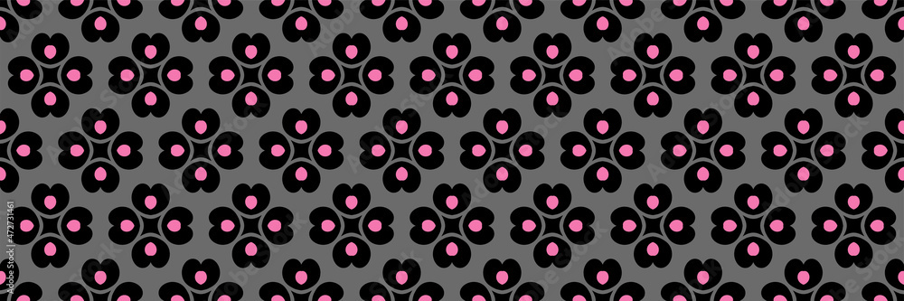 Fototapeta premium Colorful background image with abstract decorative ornament on gray backdrop for your design projects, seamless pattern, wallpaper textures with flat design. Vector illustration