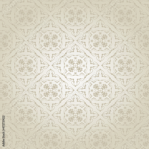 Abstract background pattern in vintage style with ethnic ornament on silver background for your design projects, wallpaper textures with flat design. © PETR BABKIN