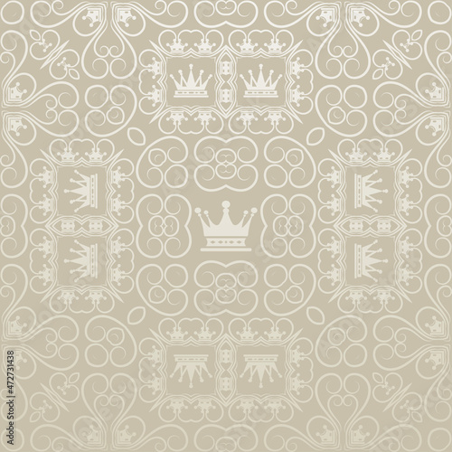 Beautiful background image with vintage ornament in royal style for your design projects, wallpaper textures with flat design. Vector illustration