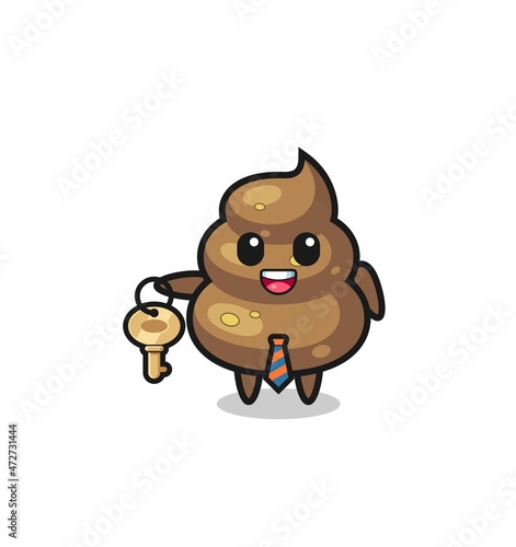 cute poop as a real estate agent mascot