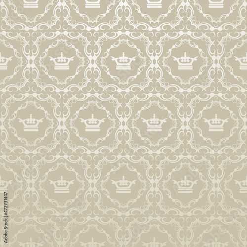 Royal background pattern on silver background for your design projects, wallpaper textures with flat design. Vector illustration