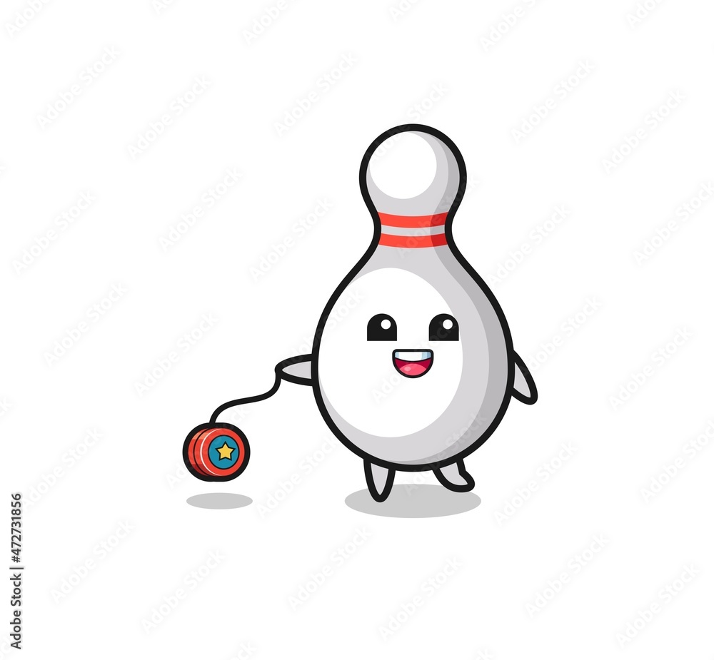 cartoon of cute bowling pin playing a yoyo cartoon of cute bowling pin playing a yoyo
