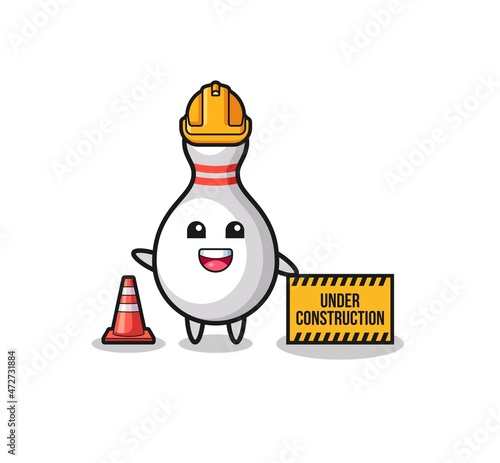 illustration of bowling pin with under construction banner