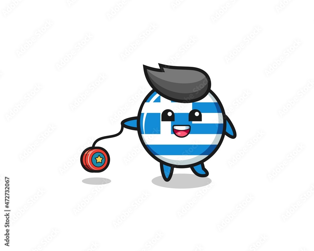 cartoon of cute greece playing a yoyo