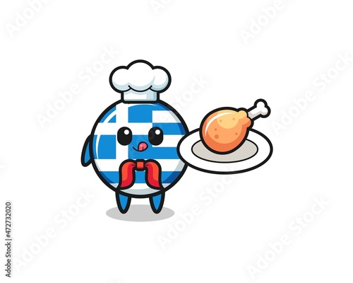 greece fried chicken chef cartoon character