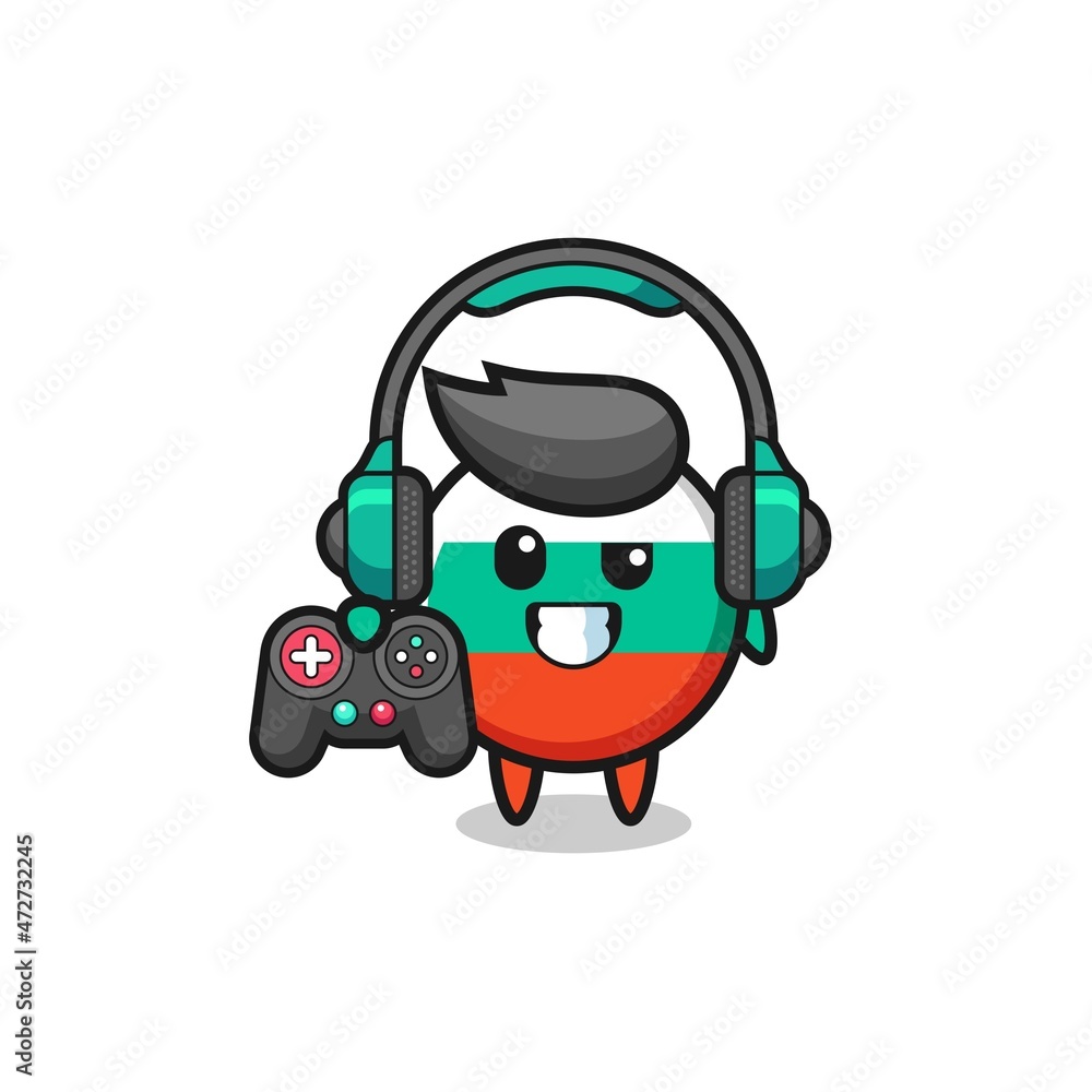 bulgaria flag gamer mascot holding a game controller bulgaria flag gamer mascot holding a game controller