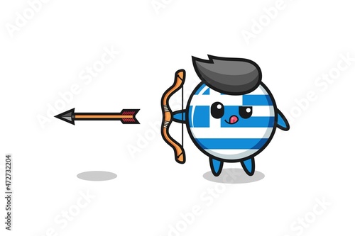 illustration of greece character doing archery