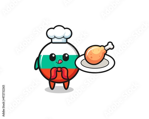 bulgaria flag fried chicken chef cartoon character