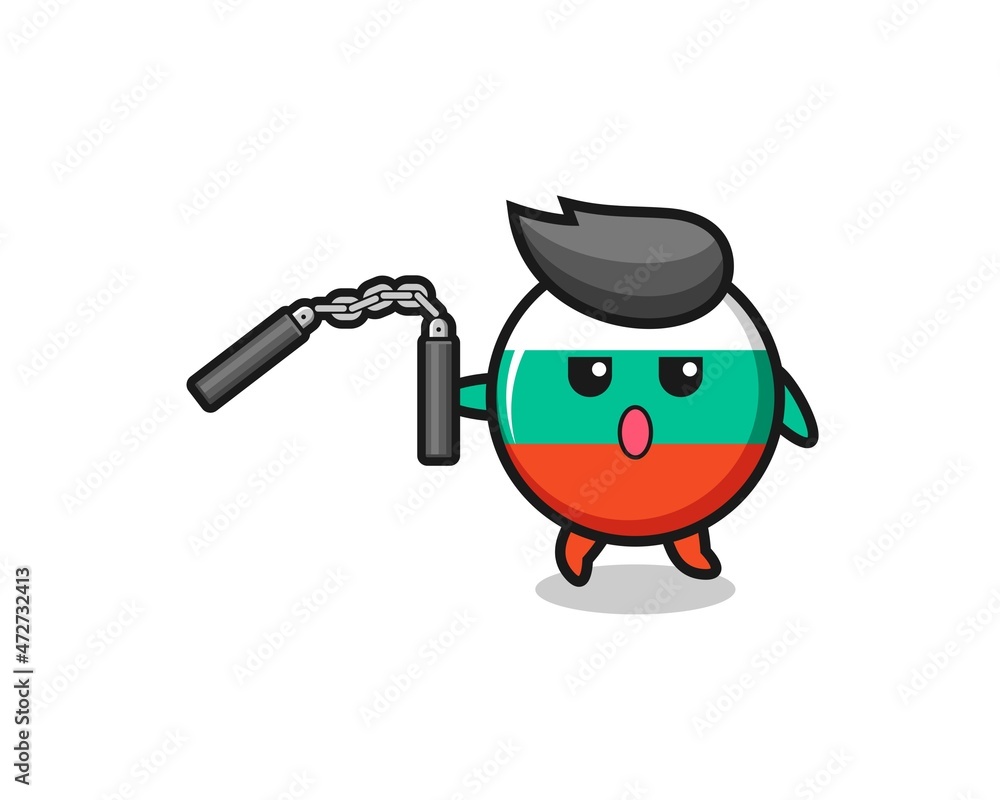 Obraz premium cartoon of bulgaria flag using nunchaku
