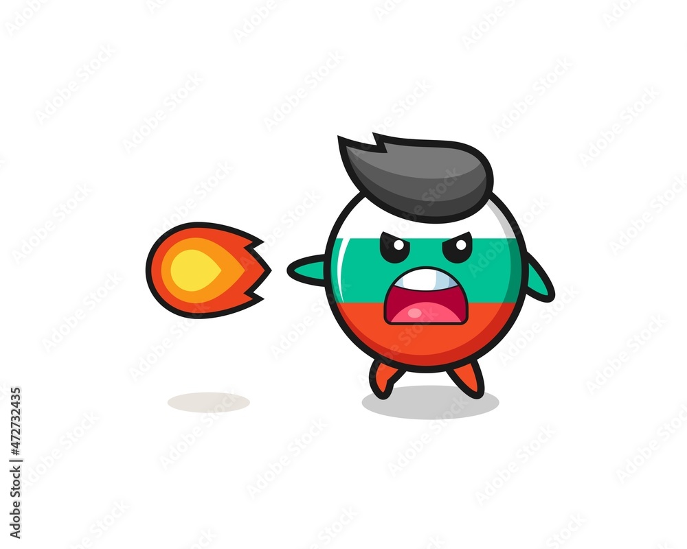 cute bulgaria flag mascot is shooting fire power