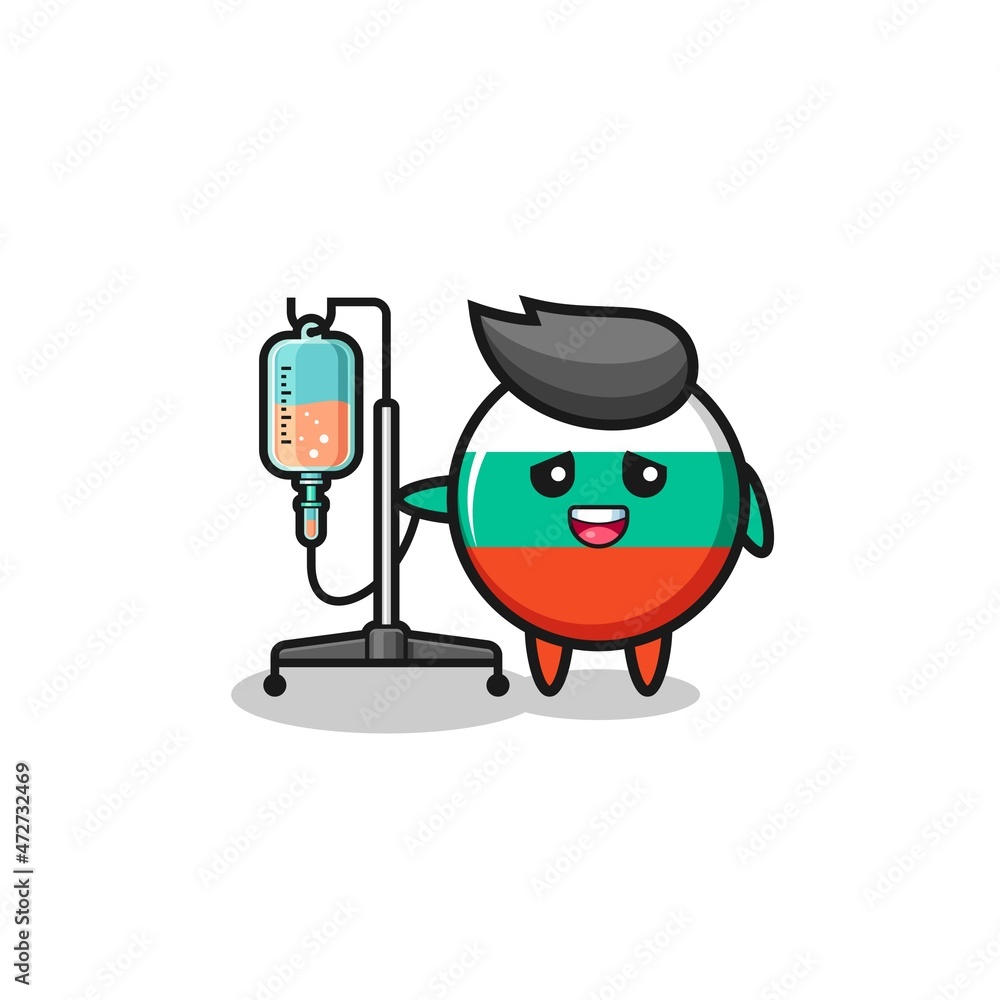 Fototapeta premium cute bulgaria flag character standing with infusion pole