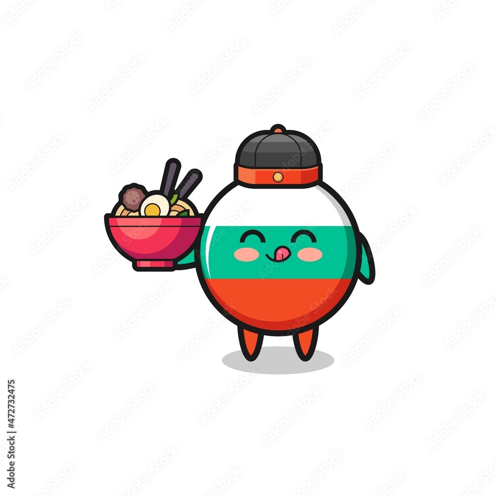 bulgaria flag as Chinese chef mascot holding a noodle bowl bulgaria flag as Chinese chef mascot holding a noodle bowl
