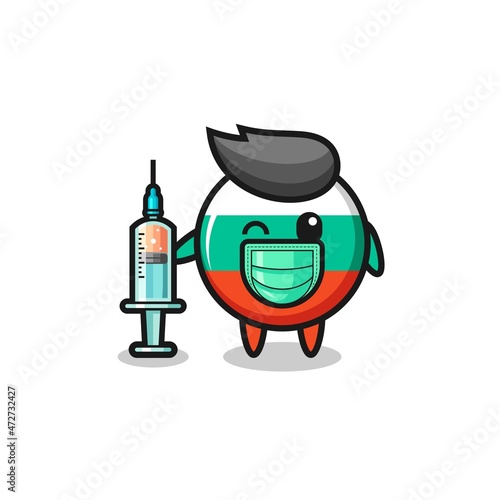 bulgaria flag mascot as vaccinator