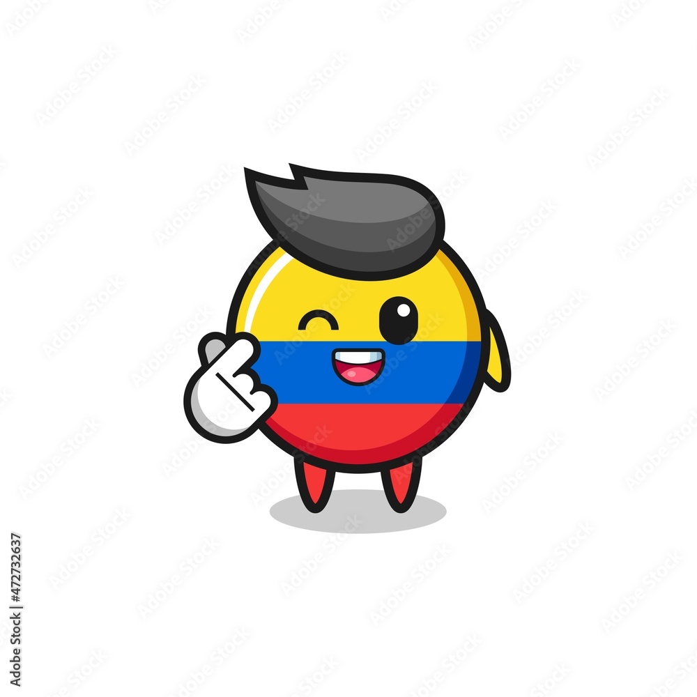 colombia flag character doing Korean finger heart