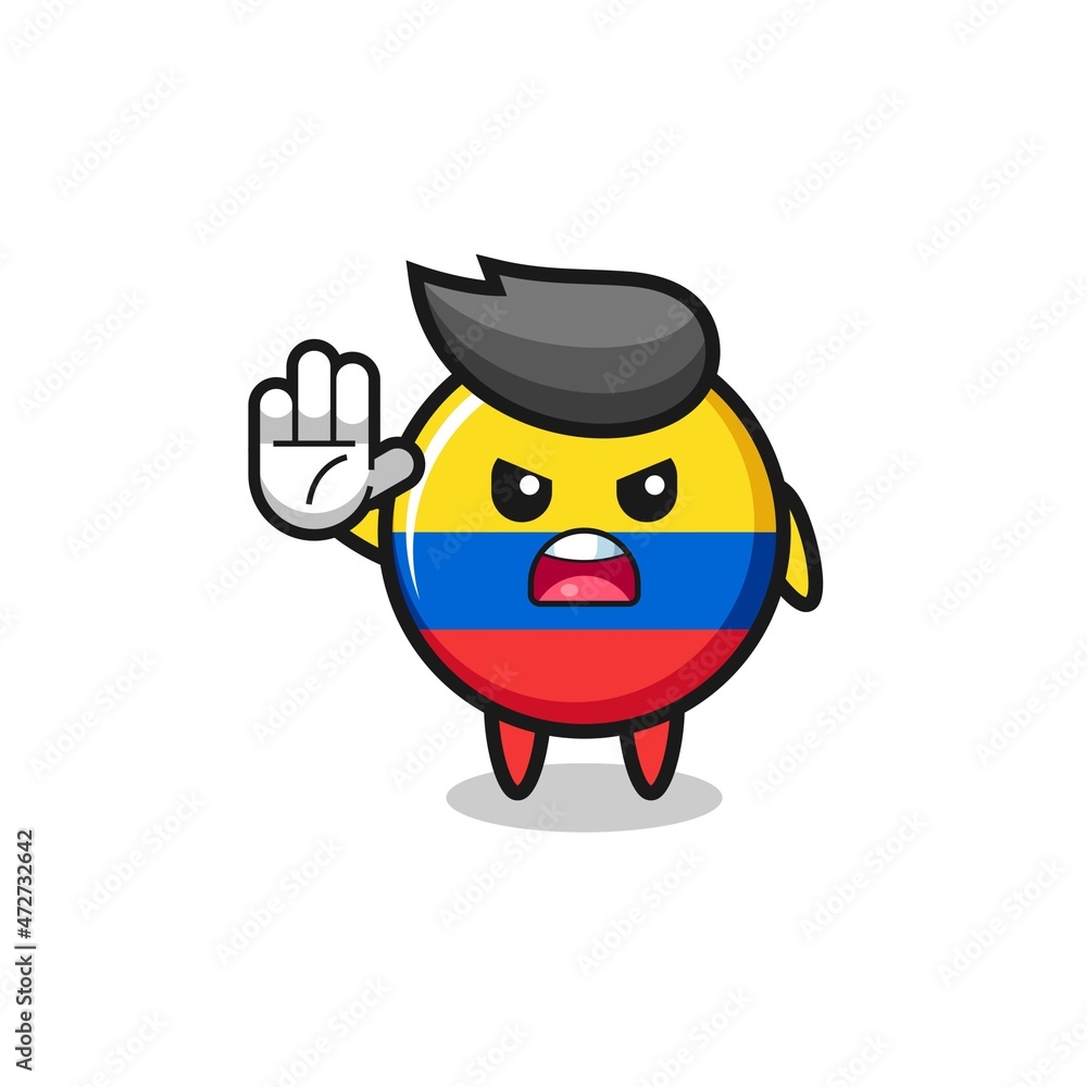 Fototapeta premium colombia flag character doing stop gesture