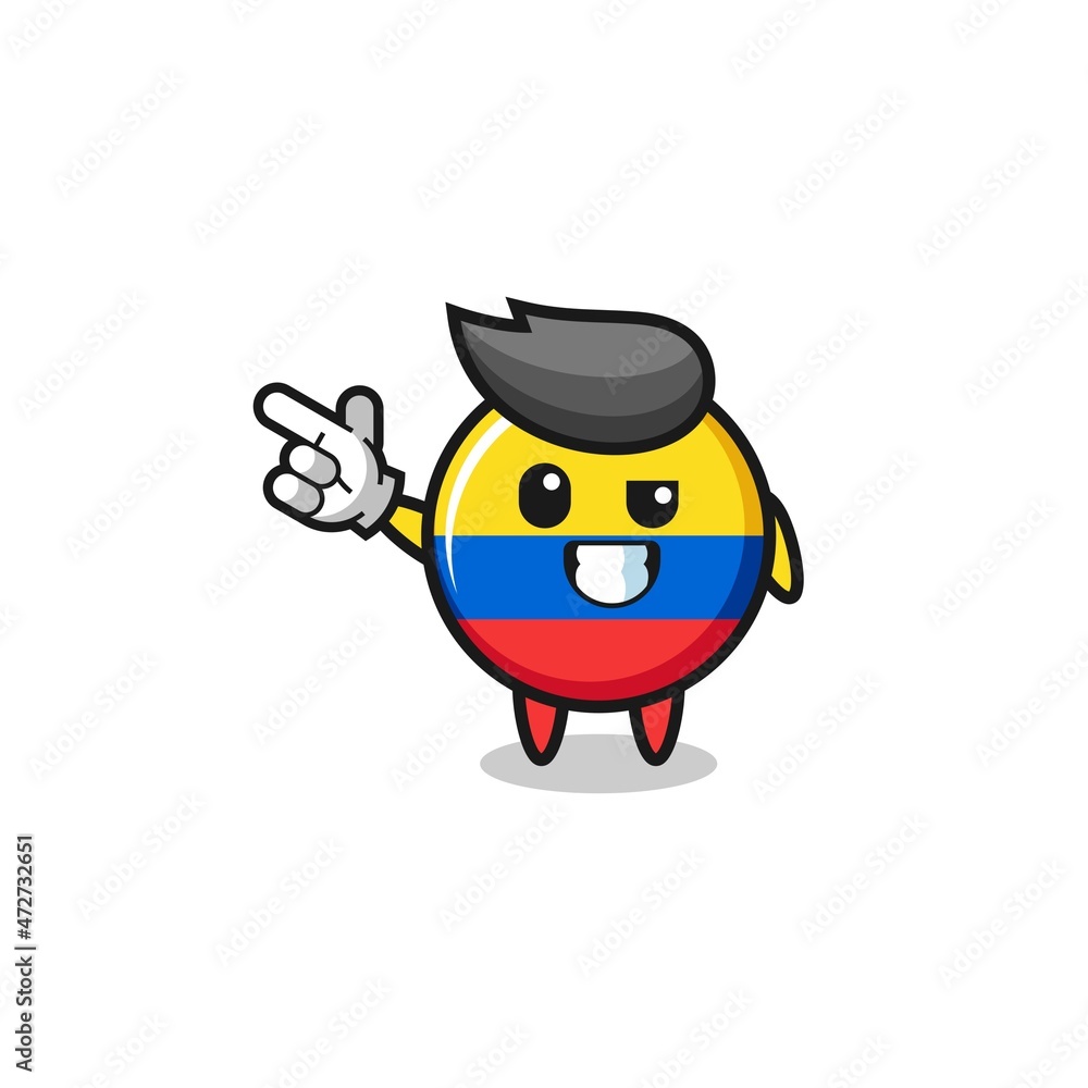 colombia flag mascot pointing top left